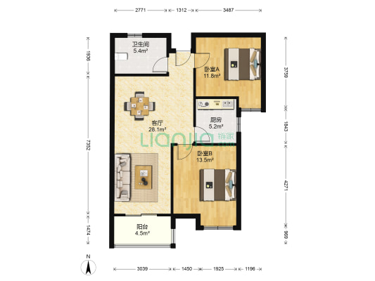 文一星河港湾 2室1厅1卫 87平方