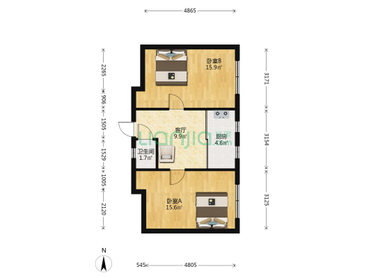 红旗路 2室1厅1卫 61平方