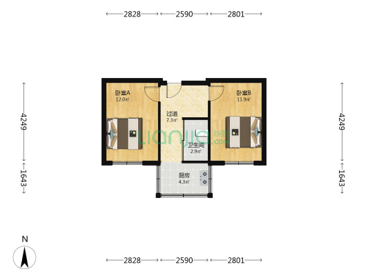 居乐园 2室0厅1卫 48平方