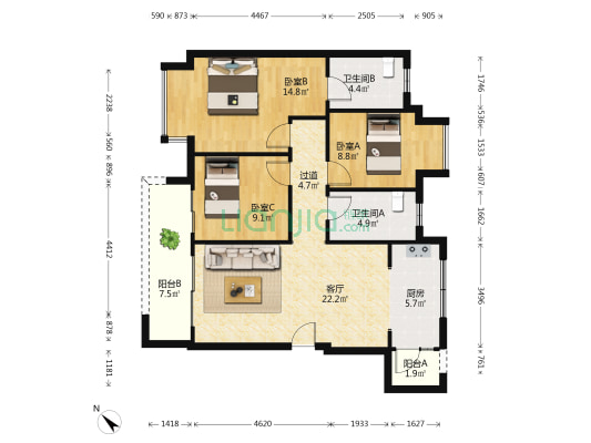 融创玖御南滨 3室1厅2卫 100平方