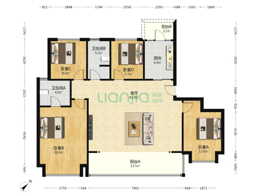 南山凌峯 4室1厅2卫 150平方
