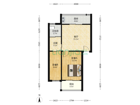 栖凤佳苑 2室1厅1卫 55平方