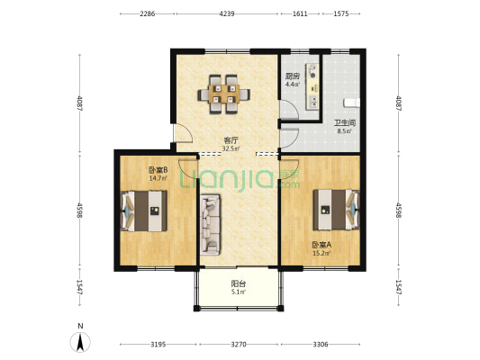 鑫源物业小区 2室1厅1卫 96平方