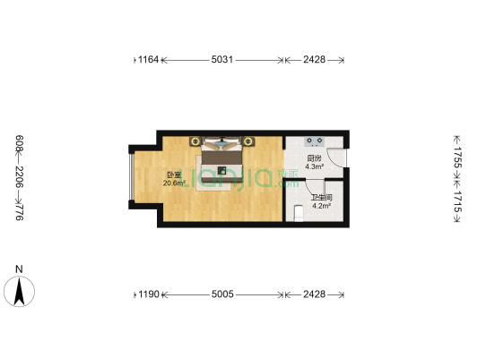 悦山国际三期 1室0厅1卫 45平方