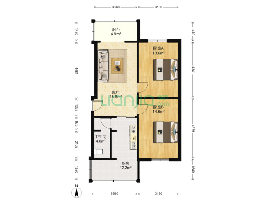 横四道街5号 2室1厅1卫 82平方