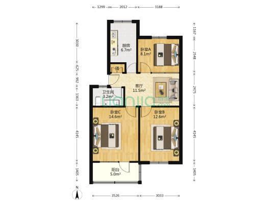 长安南路248号 3室1厅1卫 76平方