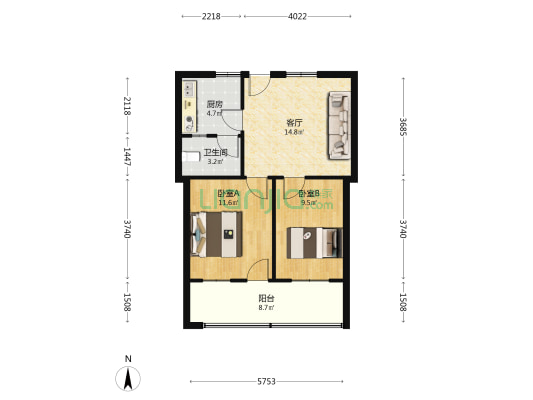 造化塘小区 2室1厅1卫 61平方