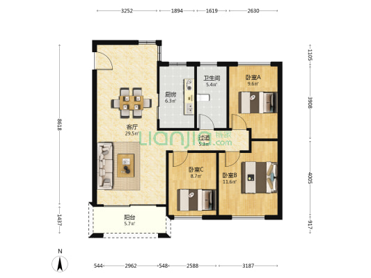 御雅轩 3室1厅1卫 97平方