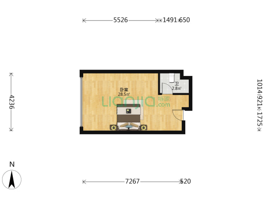 宜欣富贵广场 1室0厅1卫 56平方