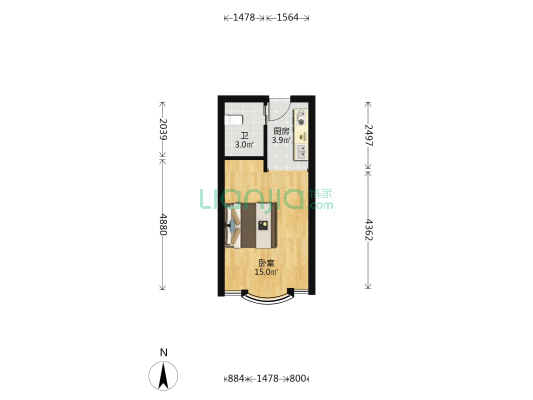 苏大后庄学生公寓 1室0厅1卫 29平方