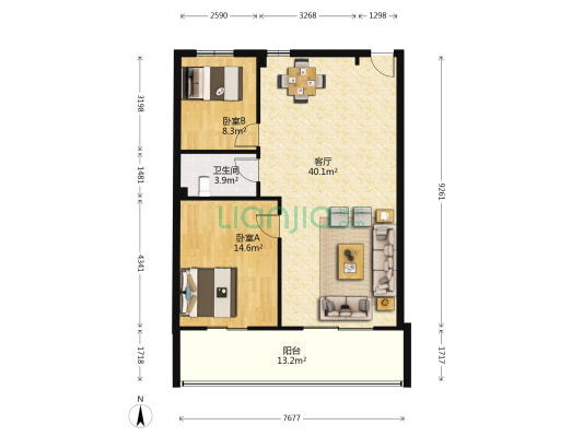 尚雅居 2室1厅1卫 98平方