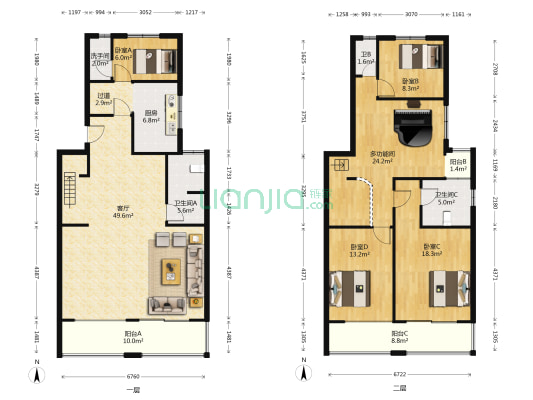 通信花园 5室1厅4卫 189平方