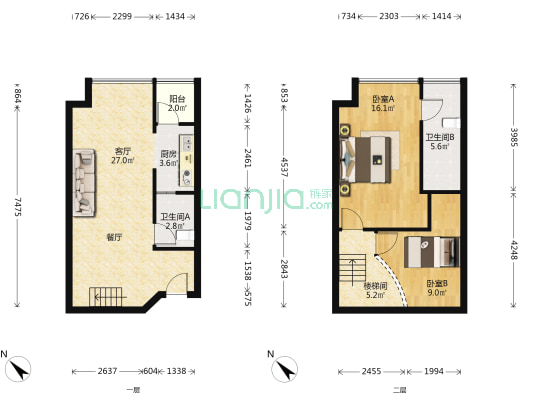 新世纪豪园博客公寓 2室1厅2卫 59平方