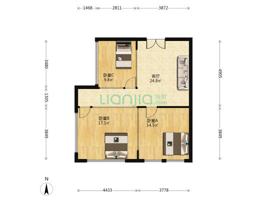 中润云邦 3室1厅0卫 104平方
