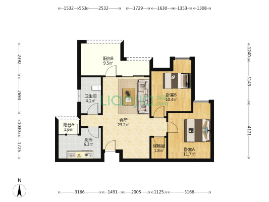 南溪绿郡D区 2室1厅1卫 87平方