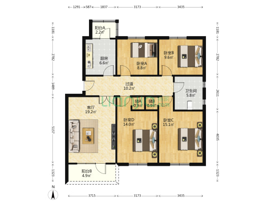 省劳保厅家属院 4室1厅1卫 117平方
