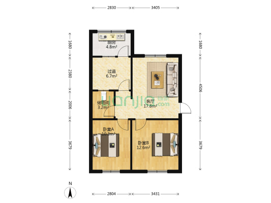 五一路办事处家属院 2室1厅0卫 74平方