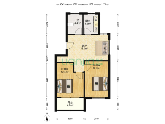 云新二村 2室1厅1卫 71平方