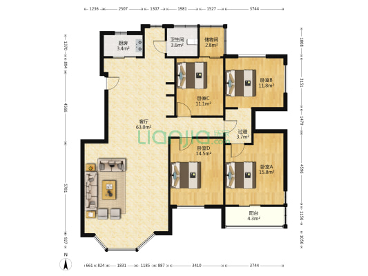 镇南商厦 4室1厅1卫 168平方
