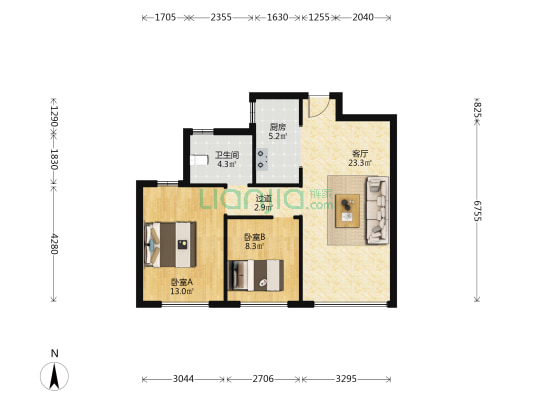 宸宁馨苑 2室1厅1卫 88平方