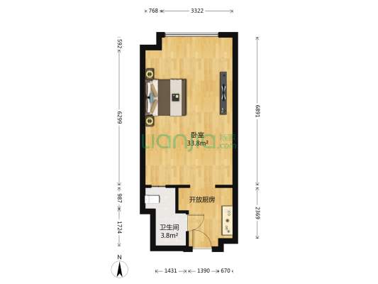 上方港景 1室0厅1卫 58平方