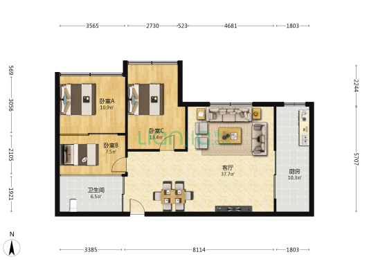 金惠大厦（武都路） 3室1厅1卫 114平方