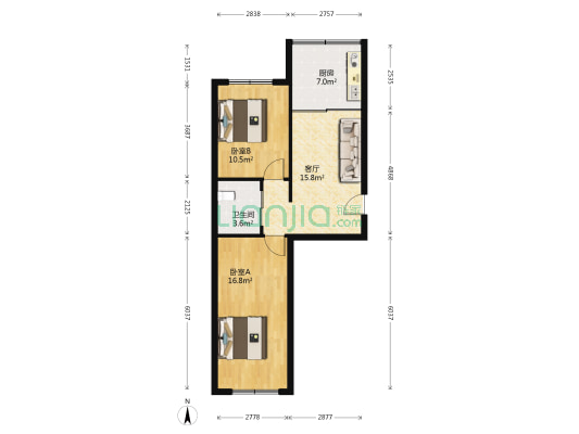 富达小区 2室1厅1卫 67平方