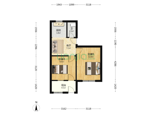 文华新村 2室1厅1卫 51平方