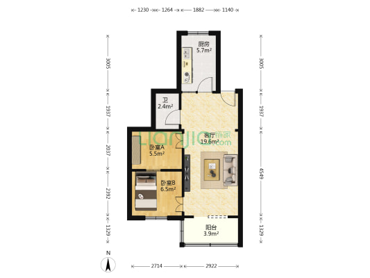 省建四公司家属院 2室1厅1卫 49平方