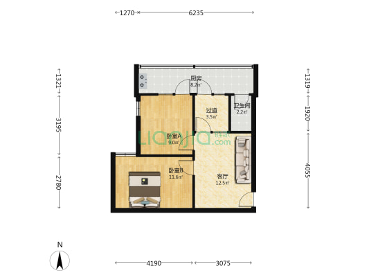 银沙横街13号院 2室1厅1卫 56平方