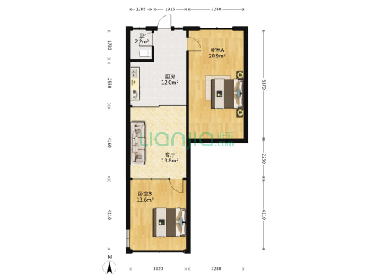四喜巷工人村院落 2室1厅1卫 71平方