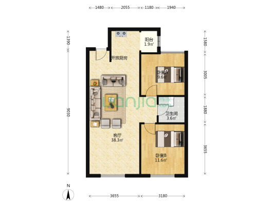 红星熙墅 2室1厅1卫 88平方