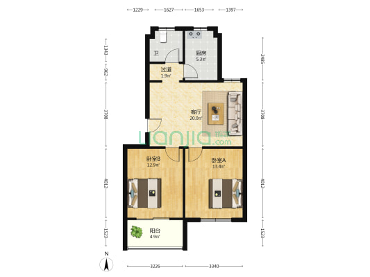 同和新城家园A区 2室1厅1卫 79平方