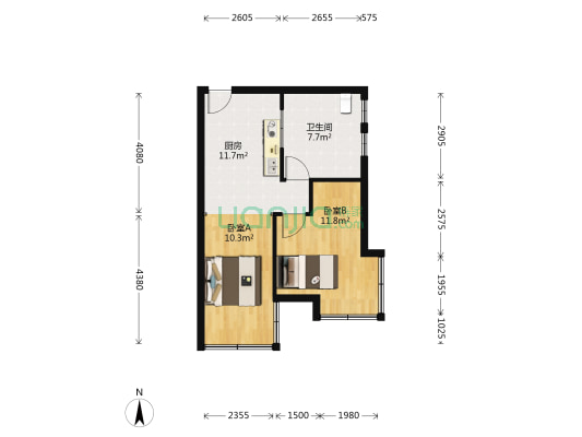 海燕馨居 2室0厅1卫 59平方