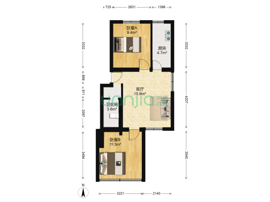 石桥小区 2室1厅1卫 50平方