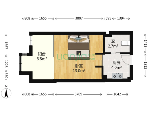 东泰家园 1室0厅1卫 34平方