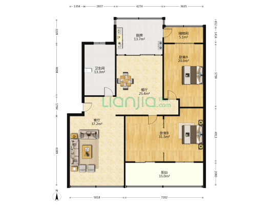 润泰祥和苑 2室2厅1卫 176平方