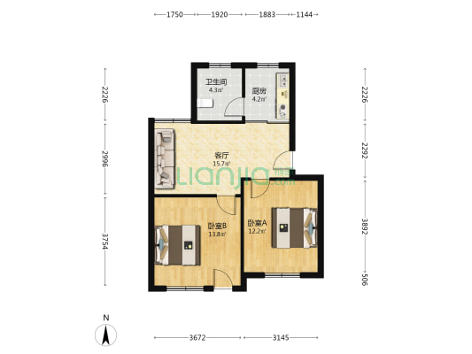 连波路66弄 2室1厅1卫 64平方