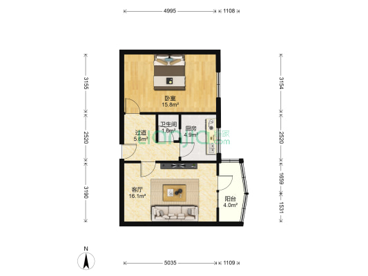 中石化五建公司家属院 1室1厅1卫 47平方