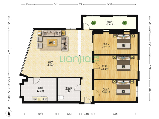 五一社区 3室1厅1卫 183平方