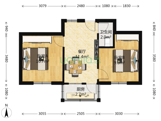王陵大院 2室1厅1卫 49平方