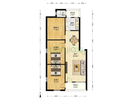 利民新村 2室1厅1卫 85平方