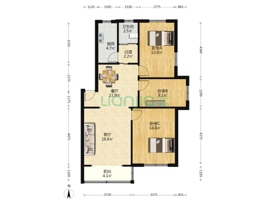 国权北路351弄 3室2厅1卫 96平方