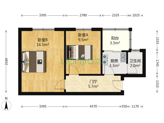 康定路 2室0厅1卫 51平方