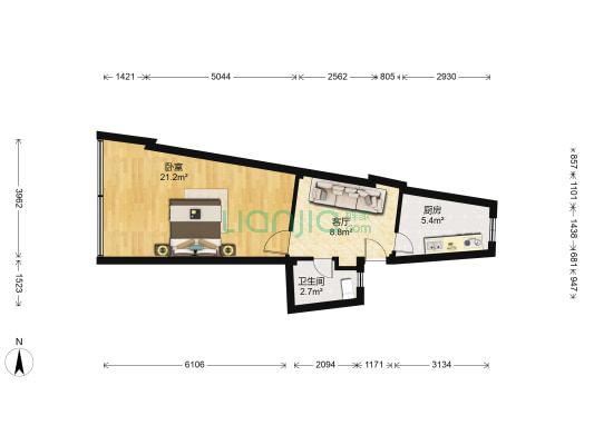 振瓯路 1室1厅1卫 48平方