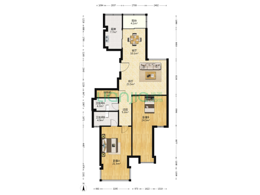 锦星花苑 2室2厅2卫 147平方