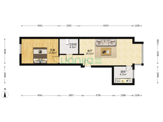 景泰翰林东区 1室1厅1卫 75平方