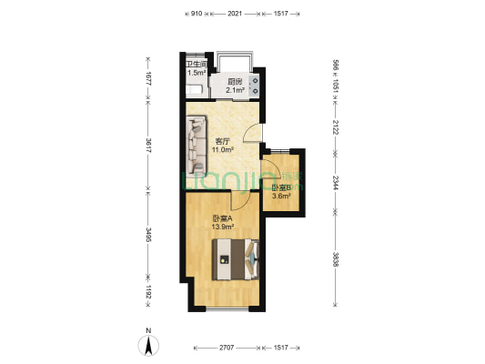 襄棉北苑 2室1厅1卫 42平方