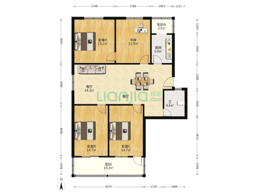 住建局家属院 4室1厅1卫 130平方