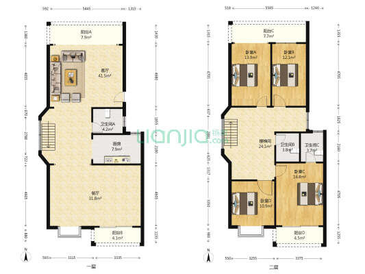 安惠大道三巷1号大院 4室2厅3卫 218平方